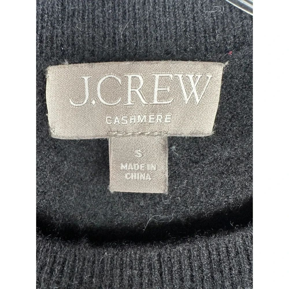 J.Crew Women Cashmere Shrunken T Shirt Sweater S Black Crewneck Quiet Luxury